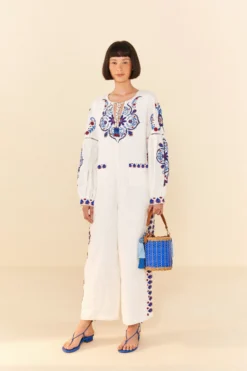 Farm Rio Off-White Navy Embroidered Jumpsuit 5 Farm Rio Off-White Navy Embroidered Jumpsuit -Farm Rio Shop 298397 02 scaled