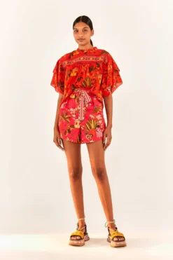 Red Secret Garden Organic Cotton Blouse 8 Red Secret Garden Organic Cotton Blouse -Farm Rio Shop 299824 04 scaled