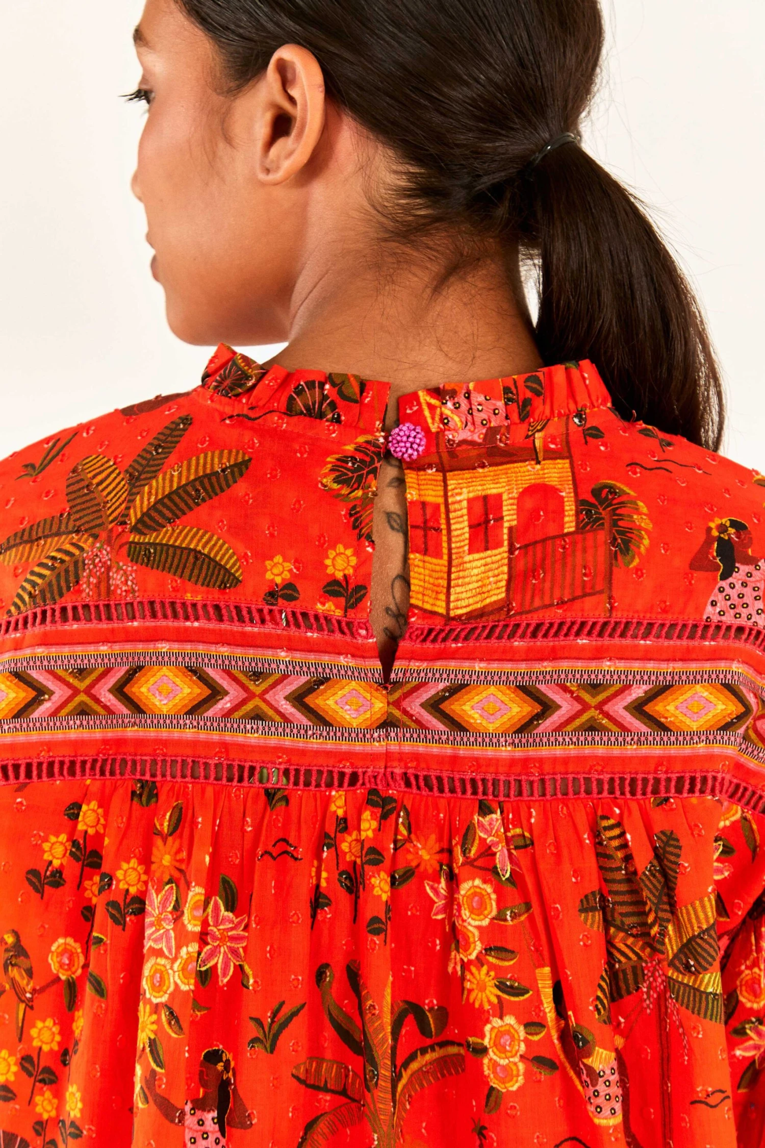 Red Secret Garden Organic Cotton Blouse 6 Red Secret Garden Organic Cotton Blouse - Image 6