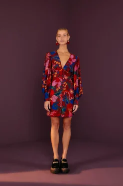 Farm Rio Red Wild Life Mini Dress