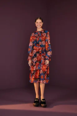 Farm Rio Navy Garden Lenzing™ Ecovero™ Viscose Midi Dress