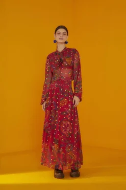 Farm Rio Red Sunset Tapestry Embroidered Maxi Dress -Farm Rio Shop 301808 03 1