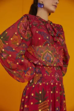 Farm Rio Red Sunset Tapestry Embroidered Maxi Dress -Farm Rio Shop 301808 04 1