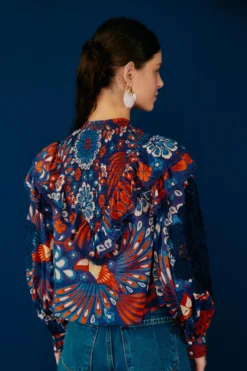 Farm Rio Navy Pineapple Flowers Blouse -Farm Rio Shop 301819 03 scaled