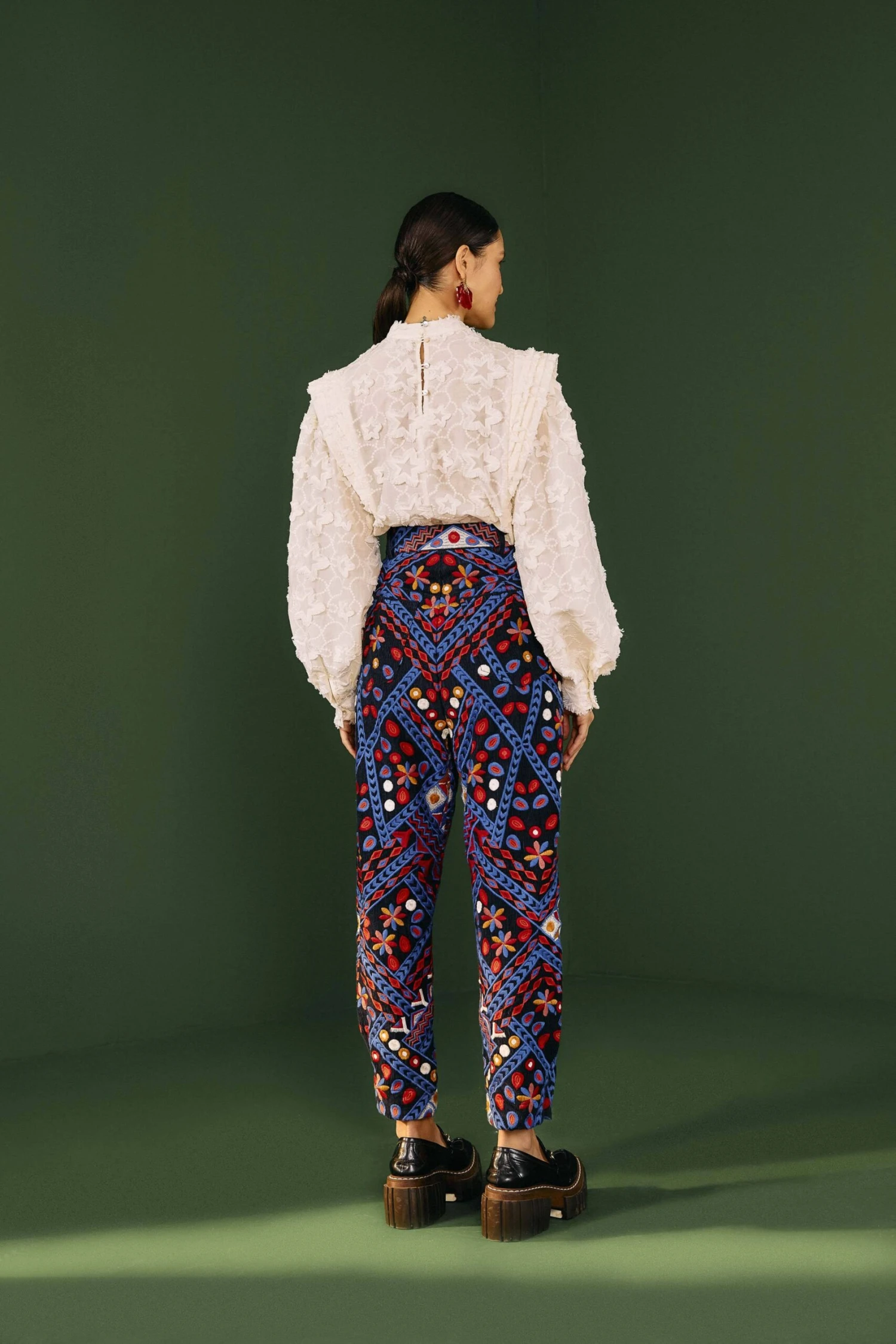 Farm Rio Embroidered Corduroy Pants 2 Farm Rio Embroidered Corduroy Pants - Image 2