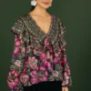 Black Flowers Garden Blouse