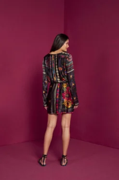 Farm Rio Black Mixed Scarves Mini Dress -Farm Rio Shop 301909 04 scaled