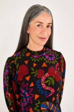 Farm Rio Black Jungle Fruits Midi Dress -Farm Rio Shop 301928 03 scaled