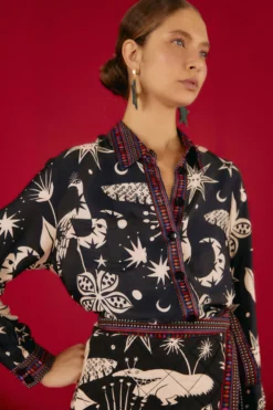 Farm Rio Black & White Cerrado Sky Shirt