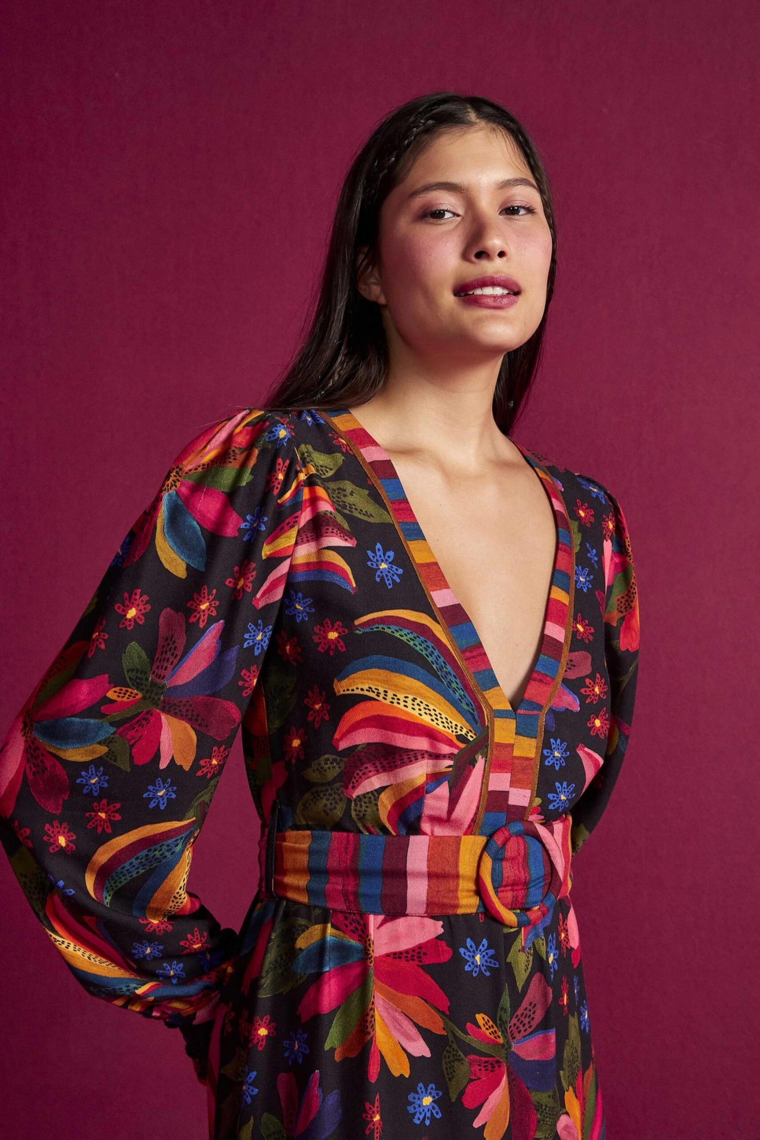 Farm Rio Black Banana Sky Lenzing™ Ecovero™ ViscoseMaxi Dress 3 Farm Rio Black Banana Sky Lenzing™ Ecovero™ ViscoseMaxi Dress - Image 3