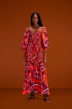 Farm Rio Orange Chevron Forest Maxi Dress 9 Farm Rio Orange Chevron Forest Maxi Dress -Farm Rio Shop 303765 01