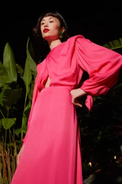 Farm Rio Pink Shoulder Pads Maxi Dress 6 Farm Rio Pink Shoulder Pads Maxi Dress -Farm Rio Shop 303766 04