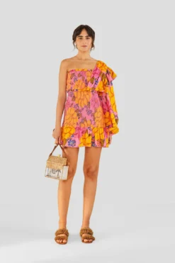 Farm Rio Flowers Garden One Shoulder Mini Dress 9 Farm Rio Flowers Garden One Shoulder Mini Dress -Farm Rio Shop 303791 01