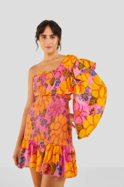Farm Rio Flowers Garden One Shoulder Mini Dress