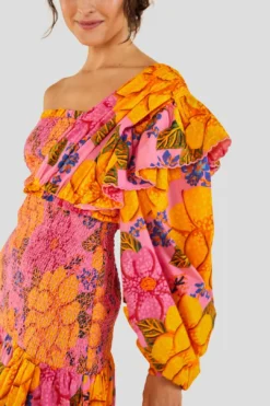 Farm Rio Flowers Garden One Shoulder Mini Dress 10 Farm Rio Flowers Garden One Shoulder Mini Dress -Farm Rio Shop 303791 05