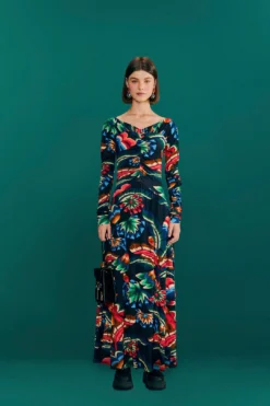 Farm Rio Black Chevron Forest Lenzing™ Ecovero™ Viscose Dress -Farm Rio Shop 303809 02