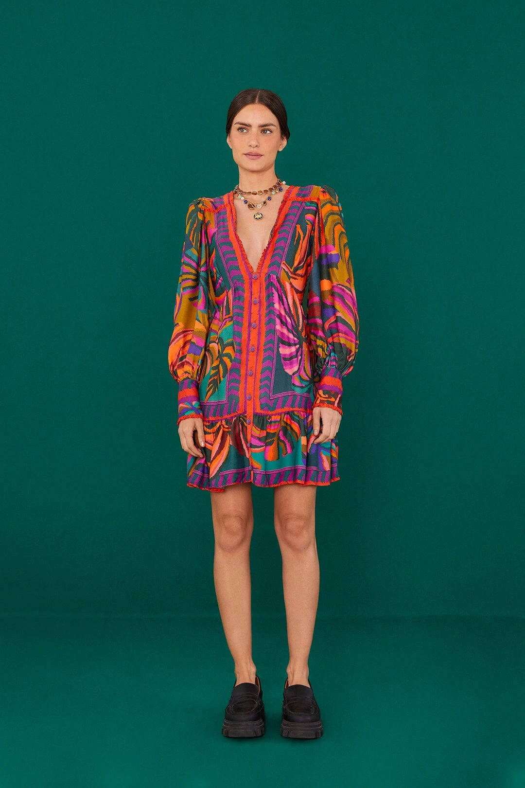 Farm Rio Graphic Foliage Lenzing™ Ecovero™ Viscose Mini Dress 4 Farm Rio Graphic Foliage Lenzing™ Ecovero™ Viscose Mini Dress - Image 4