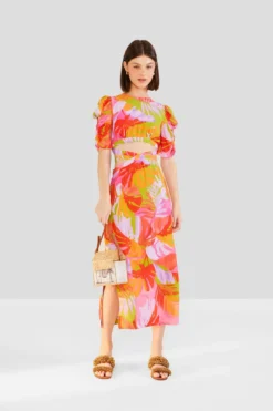 Farm Rio Colorful Leaves Midi Dress -Farm Rio Shop 303823 02