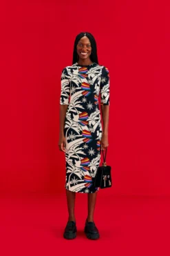 Farm Rio Toucans Wave Lenzing™ Ecovero™ Viscose Midi Dress -Farm Rio Shop 303851 02