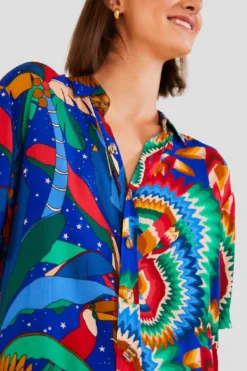 Farm Rio Mixed Blue Prints Unisex Shirt -Farm Rio Shop 303855 03