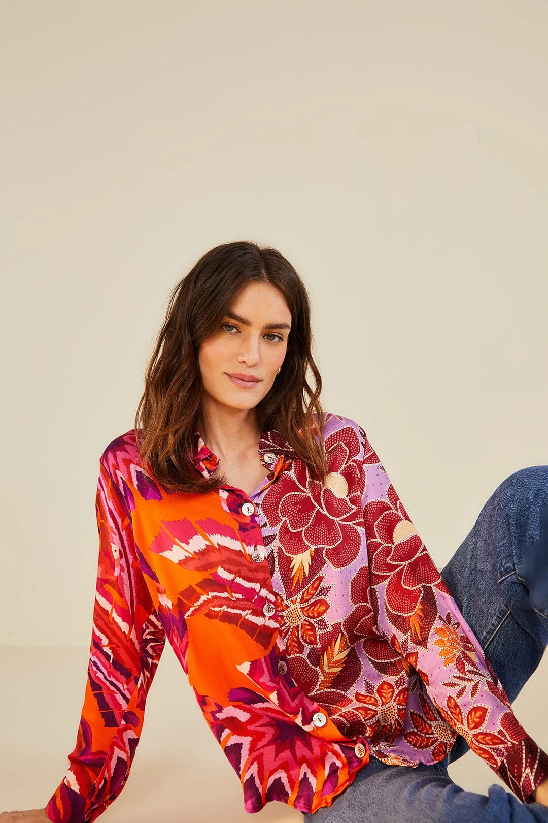 Farm Rio Lilac Mixed Prints Shirt 1 Farm Rio Lilac Mixed Prints Shirt