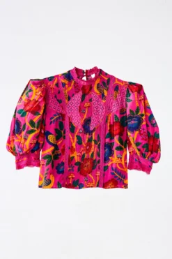 Farm Rio Pink Sweet Forest Blouse 9 Farm Rio Pink Sweet Forest Blouse -Farm Rio Shop 303876 05