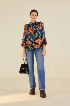 Farm Rio Black Chevron Forest Blouse -Farm Rio Shop 303898 02