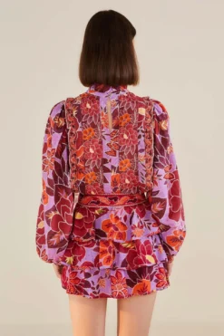 Farm Rio Sweet Floral Layered Mini Skirt -Farm Rio Shop 303902 03