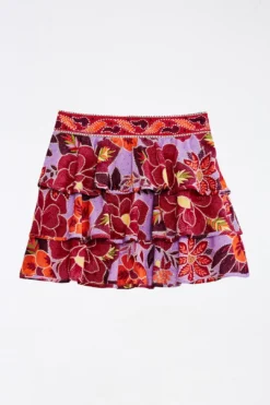 Farm Rio Sweet Floral Layered Mini Skirt -Farm Rio Shop 303902 05