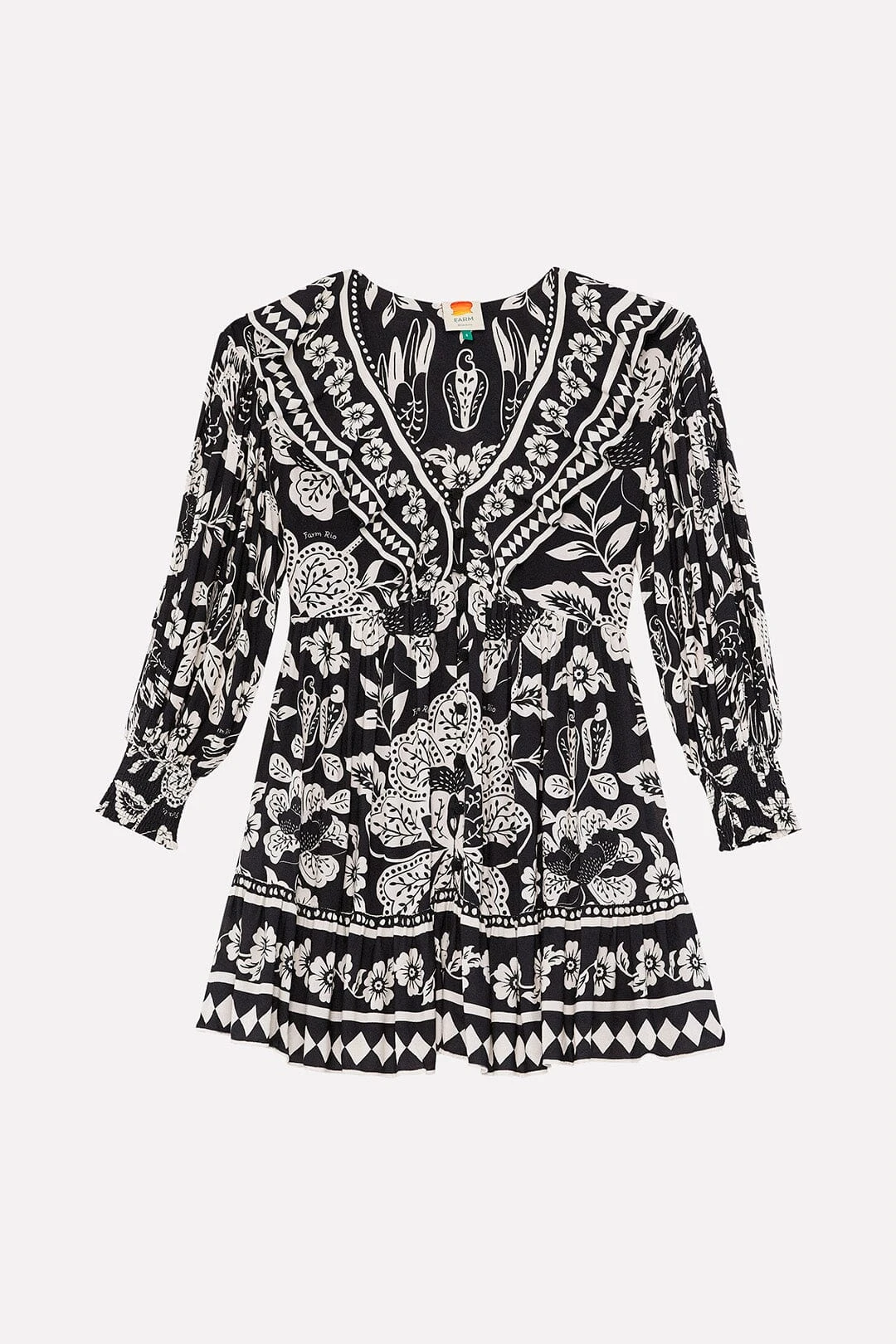 Farm Rio Black Graphic Floral Mini Dress 3 Farm Rio Black Graphic Floral Mini Dress - Image 3