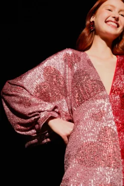 Farm Rio Hearts Sequin Midi Dress -Farm Rio Shop 303943 03