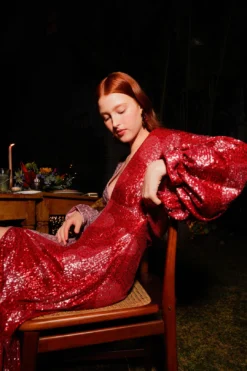 Farm Rio Hearts Sequin Midi Dress -Farm Rio Shop 303943 05