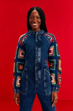 Farm Rio Crochet Squares Denim Jumpsuit 7 Farm Rio Crochet Squares Denim Jumpsuit -Farm Rio Shop 303961 02