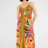 Farm Rio Toucans Scarf Lenzing™ Ecovero™ Viscose Midi Dress