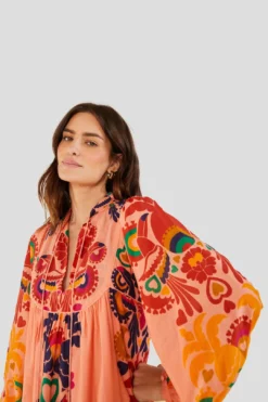 Farm Rio Peach Amulet Midi Dress -Farm Rio Shop 303983 03