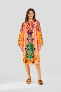 Farm Rio Peach Amulet Midi Dress -Farm Rio Shop 303983 04