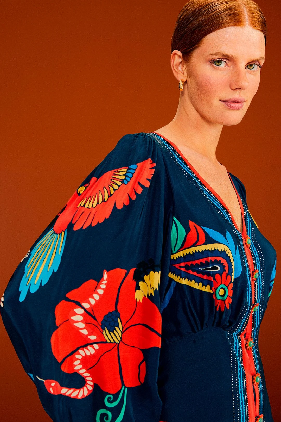 Farm Rio Blue Vintage Forest Midi Dress 3 Farm Rio Blue Vintage Forest Midi Dress - Image 3