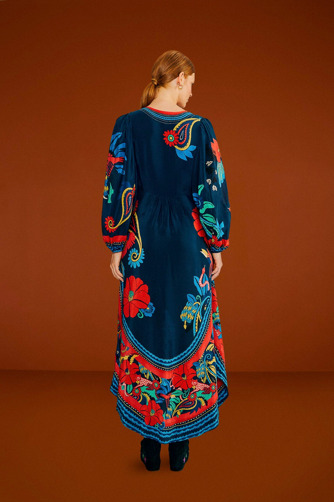 Farm Rio Blue Vintage Forest Midi Dress 2 Farm Rio Blue Vintage Forest Midi Dress - Image 2