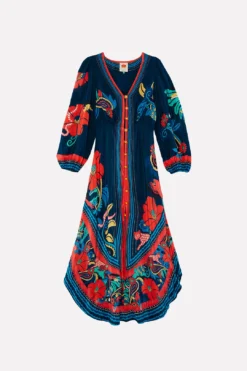 Farm Rio Blue Vintage Forest Midi Dress 11 Farm Rio Blue Vintage Forest Midi Dress -Farm Rio Shop 304135 06