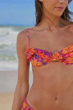 Farm Rio Pink Flowers Garden Underwire Bikini Top