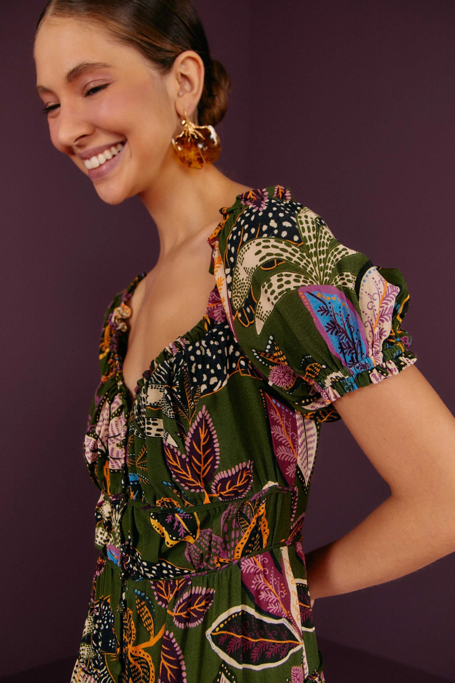 Farm Rio Green Wild Jungle Corset Midi Dress 3 Farm Rio Green Wild Jungle Corset Midi Dress - Image 3