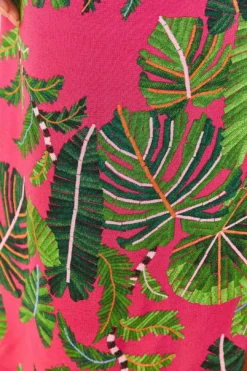 Farm Rio Pink Leaves Midi Dress -Farm Rio Shop 305298 04