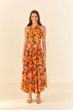 Farm Rio Lilac Mango Macaws Midi Dress -Farm Rio Shop 305347 04