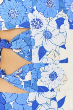 Farm Rio Blue Flower Stripes Midi Dress -Farm Rio Shop 305348 05