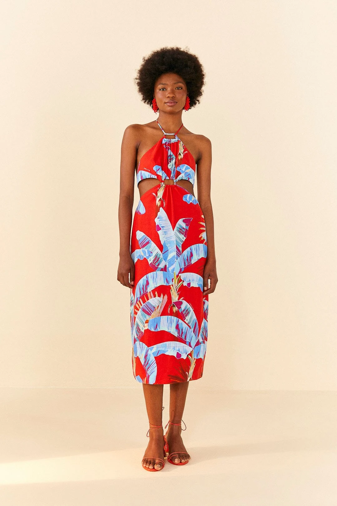 Farm Rio Red Sweet Jungle Cut Out Midi Dress 1 Farm Rio Red Sweet Jungle Cut Out Midi Dress