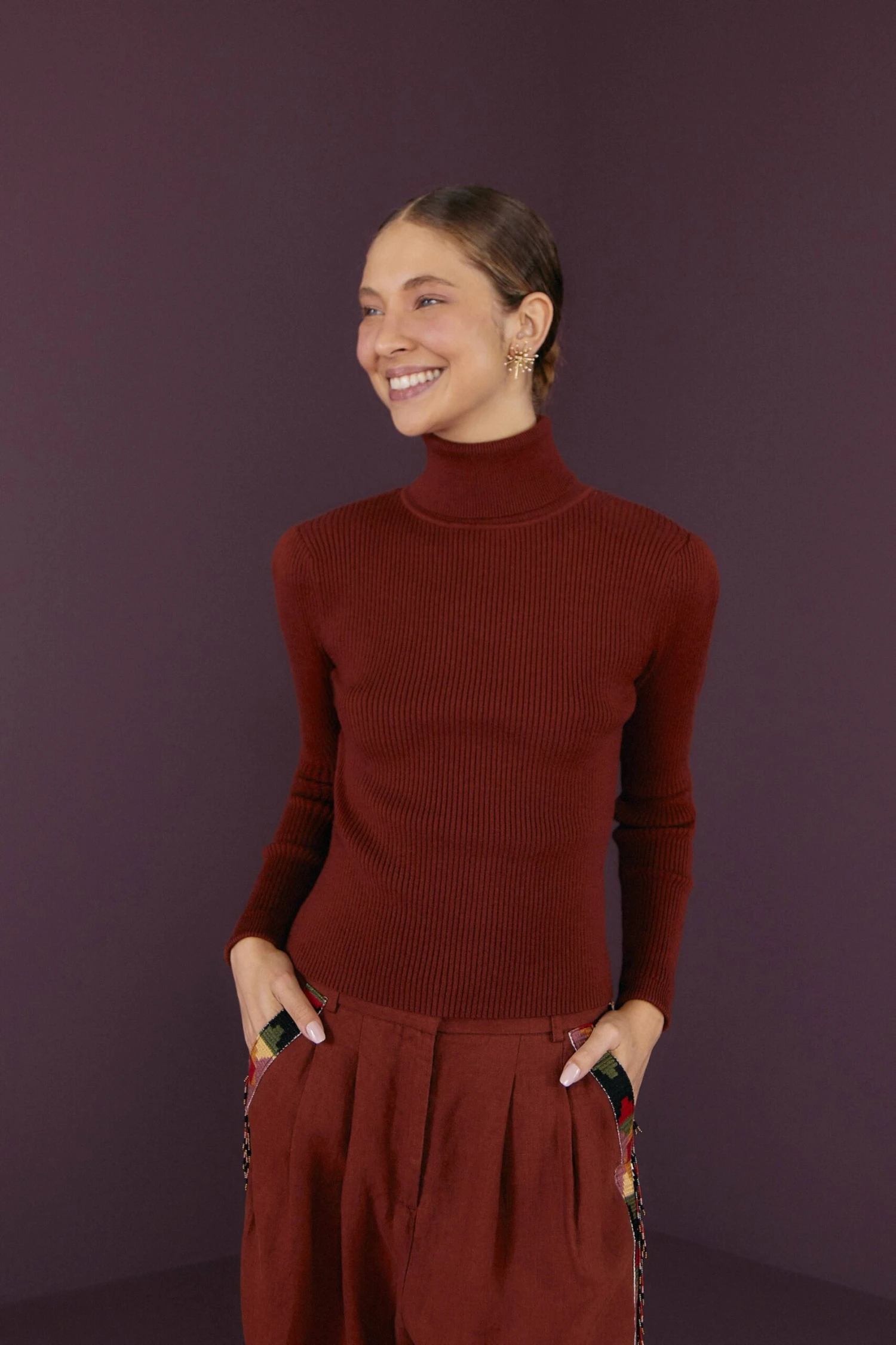 Farm Rio BROWN KNIT BLOUSE 1 Farm Rio BROWN KNIT BLOUSE