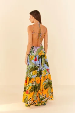 Farm Rio Mixed Striped Bananas Maxi Dress -Farm Rio Shop 305797 03