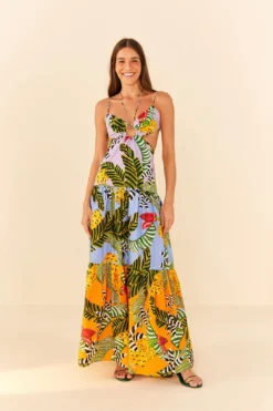 Farm Rio Mixed Striped Bananas Maxi Dress -Farm Rio Shop 305797 04