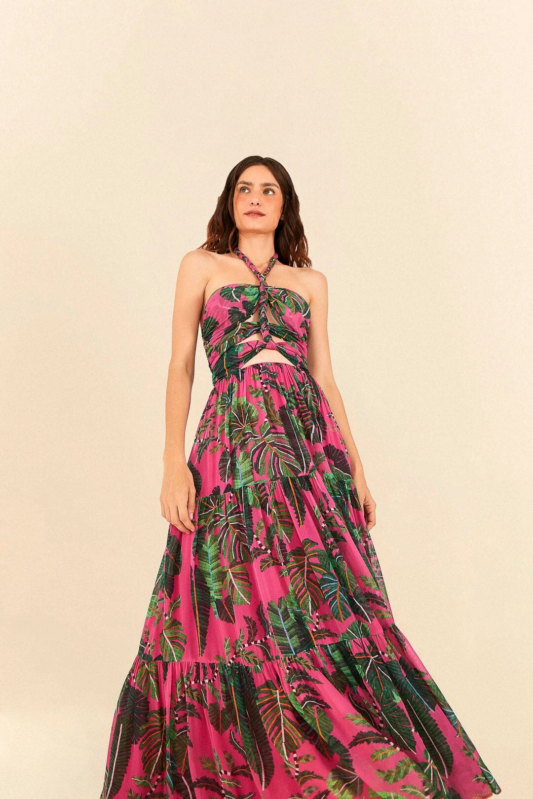 Pink Leaves Cut Out Maxi Dress 1 Pink Leaves Cut Out Maxi Dress