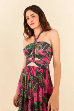 Pink Leaves Cut Out Maxi Dress 9 Pink Leaves Cut Out Maxi Dress -Farm Rio Shop 305799 03 1